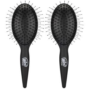 Wet Brush Easy Blowout Detangling Hair Brush, Black, Edgeless HeatFlex Bristles for Blow Dry, Ergonomic Soft-Touch Handle, Maximum Volume, Ceramic Coating Pad Smooths & Straightens (Pack of 2)