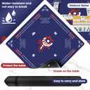 Mahjong Mat - 31.5x31.5 Inch Mahjong Mat for Table, Non-Slip Noise Reduction Mahjong Table Mat for Poker, Dominoes, Board Games & Card Games (Dark Blue)