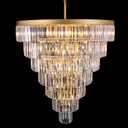 TOCHIC Large Crystal Chandelier for High Ceiling, 40-inch 7-Tier Modern Gold Crystal Chandeliers Lighting Fixture, Raindrop K9 Round Light for Entryway Staircase Foyer Living Bedroom Dining Room