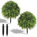 2 Set Artificial Norfolk Topiary Trees with Spike, UV Resistant Faux Shrubs Bushes Fake Greenery Plants for Front Door Indoor Outdoor Home Decor