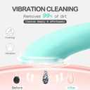 PRITECH Silicone Face Scrubber, Rechargeable Facial Cleansing Brush with Heat Massage End, Vibrating Exfoliator Scrubber for Deep Cleaning, Waterproof Face Brush for Women and Men (Green)