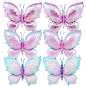 6 Pieces 39 Inches Butterfly Balloons - Large Gradient Butterflies Foil Mylar Balloons for Birthdays, Garden, Spring Decorations, Butterfly-Themed Events, Baby Shower, and Wedding Party Supplies