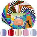 HTVRONT Permanent Vinyl - 57 Pack 12" x 12" Permanent Adhensive Vinyl Bundle Compatible with Cricut Cutting Machine, 52 Adhensive Sheets and 5 Transfer Tape Sets for Party Decoration, Stiker