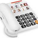 VTech Corded Senior Phone for Elderly with HighContrast Large Buttons, 8 Photo Speed Dial, Talking Digits, Visual Ringer, FullDuplex, No AC Power, Earpiece and Speakerphone Volume Control | SN1117