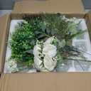 WARMALL Artificial Flowers with Vases, 16 Pcs Bud Vases, & 81 Pcs Artificial Plants DIY Set Suitable for Centerpieces Table Weddings Party Office and Indoor Decor Mini Small Glass Clear(White)