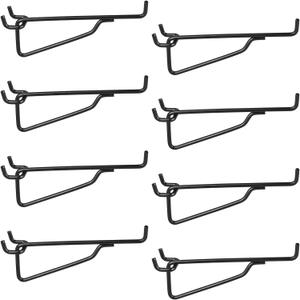 Pegboard Shelf Hooks, 8PACK 6" Black Metal Utility Hook Set, 1/4 inch Peg Board Organizer Accessories, Shelves and Baskets Brackets, Display and Storage Rack for Garage Workbench Art Craft Room Office