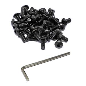 iexcell 100 Pcs M4 x 8mm Thread Pitch 0.7 mm Alloy Steel 10.9 Grade Hex Socket Button Head Cap Screws Bolts Kit, Black Oxide Finish