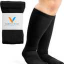 Viasox Compression Socks for Women and Men, Knee High Socks 12-15 mmhg Circulation Support for Flight, Travel (Large, Black)