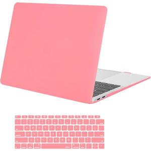 MOSISO Compatible with MacBook Air 13 inch Case M1 2021 2020 2019 2018 Release A2337 A2179 A1932 Touch ID, Plastic Hard Shell Cover&Keyboard Cover for MacBook Air 13.3 inch Case M1, Cream Pink