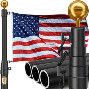 20FT Telescoping Heavy Duty Flag Pole, Extra Thick 11-Gauge Aluminum,True Glory Edition, Easy Setup for Outside House or Yard, with 3x5 USA Flag, Topper Ball & All Hardware-120 MPH Wind Tested