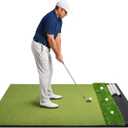 Golf Hitting Mat with Ball Tray 5x4ft - 6x4ft Dual-Turf Practice Mat for Indoor & Outdoor Use Golf Training Mat with Rubber Tee Holes, Suitable for Swing Driving & Chipping