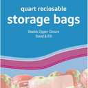 Amazon Basics Reclosable Quart Food Storage Bags with Double Zipper Seal, BPA Free, 150 Count
