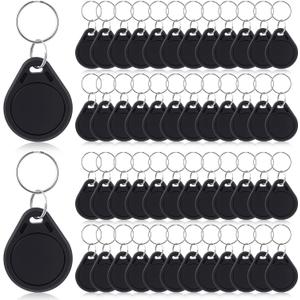 100 Pcs NFC Tags Keytags NFC Key Keychain Business Card Commercial Access Cards Chip Digital Programmable 504 Bytes Memory, Compatible with Mobile Phone (Black)