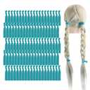 MEEDEE Teal Blue No Crease Soft Knotted Hair Ties - 100 Pack Ouchless Yoga & Pony Tail Bracelets for Women