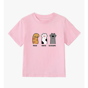 Fafaget Girl's Rock Paper Scissors Cute Paw Funny Cat T-Shirt Purple, 5Y