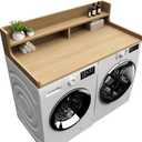 Washer Dryer Countertop, 54" x 27.55" 2-Tier Washer Dryer Topper with Edge, for Laundry Room Organization Oak