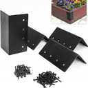 4 Pack Raised Garden Bed Corner Brackets, 3"x 3" x 6" Metal Corner Brackets for 9"-12" Garden Bed with Screws for Wood Frame, Flower or Vegetable Garden