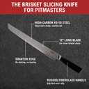 Smoke Kitchen 12" Brisket Slicing Knife – VG-10 Steel, Granton Edge, Full Tang, G10 Handle – BBQ Meat Carving Knife for Brisket, Turkey, Ham, Ribs, and Roasts