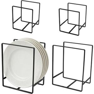 SIBAO 4 Pack Metal Plate Holder Organizer,4.7" and 6.3" Upright Dish Drying Racks for Cutting Board,Plates,Pots,and Pans