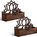 Qunclay 2 Pack Lotus Flower Business Card Holder, Wooden Decorative Business Card Holders for Desk Postcard Display Stand for Office Desktop