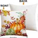 4 x Artscope Fall Decorative Throw Pillow Covers 18x18 Inch Set of 2, Watercolor Pumpkin Fallen Leaves Outdoor Farmhouse Pillow Cases for Home Sofa Couch-Orange