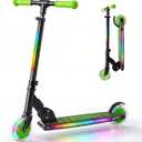 JOVA ZIFFY Light Up Scooter for Kids 3-12, 2 Wheel Foldable Kids Kick Scooter, 3 Adjustable Height, ABEC-7 Bearing with 4'' PU Wheels, Rear Foot Brake, Gift for Boys& Girls (Up to 110lb)
