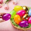 JOYIN 3.15" 144 PCS Plastic Easter Eggs 6 Golden Eggs, Large Empty Eggshells Fillable for Easter Hunt, Parties, Basket Stuffers Filler, Classroom Prize Supplies