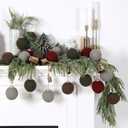 12 Pcs Large 3.15 Inch Farmhouse Christmas Ornaments Burgundy Olive Green Crochet Christmas Balls Modern Handmade Woven Knitted Cotton Brown Baubles for Xmas Tree Rustic Holiday Decor