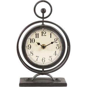 Small Vintage Metal Desk Clock, Decorative Table Clock for Living Room, Silent Mantel Clocks Farmhouse Shelf Decor Battery Operated, 9.5" Black