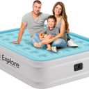Air Mattress Queen with Built in Pump Raised, Comfort Plush Self Inflating Mattress, Inflatable Blow Up Mattress, Portable Airbed for Home, Guests, Camping(Light Blue, 18 Height)