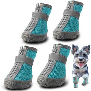 Hcpet Dog Shoes for Small Dogs, Breathable Dog Boots & Paw Protectors for Hot Pavement Winter Snow Hiking, Anti-Slip Dog Booties for Hardwood Floor Blue Size 3 (#3 (Width 1.49 inch) for 11.0-16.5 lbs)