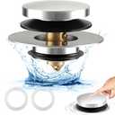 Bathtub Drain Stopper, Universal Tub Stopper Replacement for Tip Toe/Trip Lever/Lift&Turn Tub Drains, Pop-Up Bath Tub Drain Stoppers for 1.5"-1.72" Drain Hole w/3 O-Rings,Chrome Plated