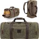 Duffle Bag for Travel, 50L Waxed Canvas Duffle Bag Vintage Travel Bag Overnight Bag with Shoes Compartment Men (Vintage Grey, Large-50L)