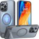 TORRAS for iPhone 16 Pro Max Case Translucent Natural Titanium Gray | Strong Magnetic & Seamless Stand, Fit for MagSafe, MilitaryGrade Drop Protection, Sturdy Adjustable Kickstand, Slim Matte Finish