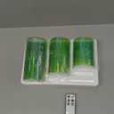 Eywamage Green Glass Flameless Pillar Candles with Remote, Flickering Battery LED Wax Candles Set of 3