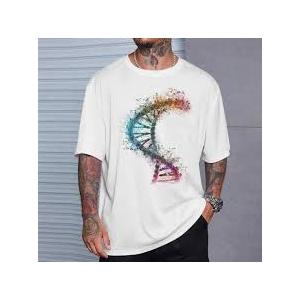 DNA Colorful Print Art DNA T-Shirt, XL