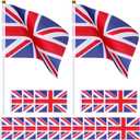 PartyKindom Union Jack Flags on Sticks Polyester Handheld Fifty Pack