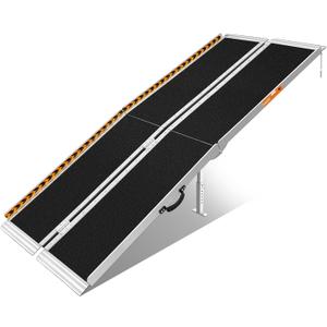 FACHNUO 8 Feet Portable Wheelchair Ramp, Non-Skid Aluminum Handicap Ramps with Handle, Folding Threshold Wheel Chair Ramp for Home Steps, Stairs, Entry, Threshold, Doorways, Scooter, 800LBS Capacity