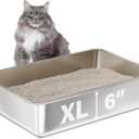 Stainless Steel Litter Box, 23.6x15.7"x6" Deep Stainless Steel Cat Litter Box Extra Large, XL Metal Litterbox for Big Cats with High Sides, Non Stick Surface, Easy to Clean