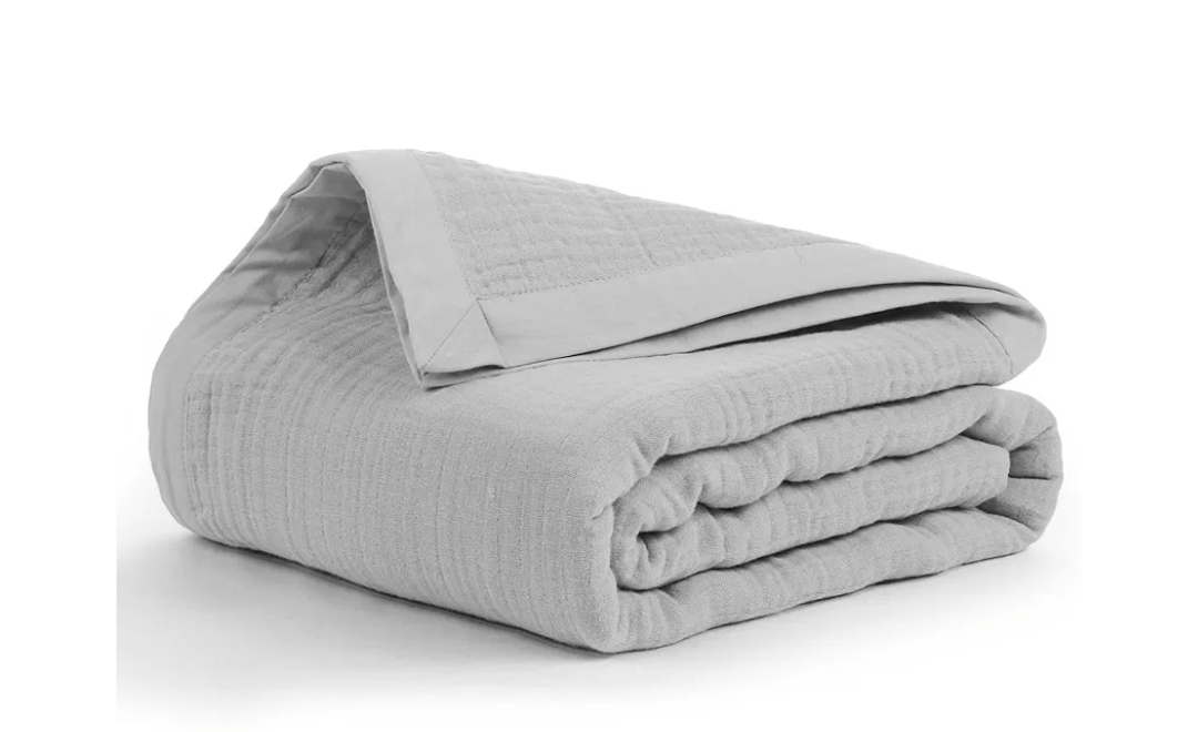Salt Earth 100% Cotton Muslin Throw Blanket Gauze Blanket 55"X75" Twin, 4 Layered, Couch, Bed, Living Room, Home, Lightweight, All Season Blankets & Throws, Easy wash, Skin Friendly (Scottish Grey)