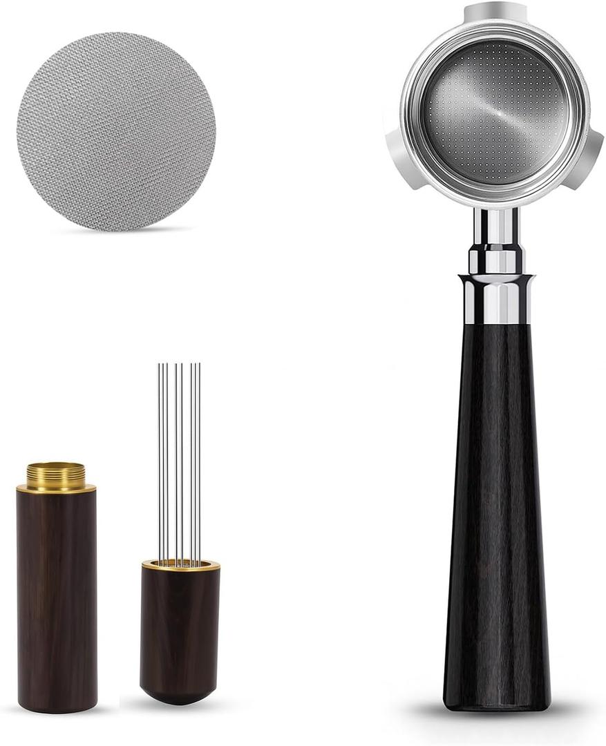 51mm Bottomless Portafilter 3 Ears with Puck Screen & WDT Tool, Stainless Steel Filter Basket, Compatible with Delonghi Dedica EC680/685/885, SMEG ECF01 & EUPA Espresso Machines