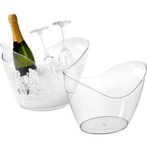 Ice Buckets for Parties,2 PCS Clear 6 Liter Plastic Tub for Drinks and Parties,Clear Ice Bucket for Champagne Beer Sparkling Cocktails Extra Large Model