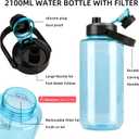 Half Gallon/64oz Water Bottle With Handle, 2L Leak proof BPA Free Fitness Sports Water Jug, Ensure You Drink Enough Water Daily for Gym and Outdoor Sports(Blue)