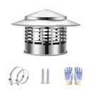 YAQAERIO 8 Inch Chimney Cap, 304 Stainless Steel Stove Pipe Cap with Spark Arrestor Mesh, Dual Fastening System for 8" Inner Diameter Wood Stove Pipe