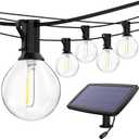ABUNRO Solar String Lights Waterproof LED Indoor/Outdoor Hanging Umbrella Lights with G40 25 Bulbs - 27 Ft Patio Lights for Deckyard Tents Market Cafe Gazebo Porch Party Decor