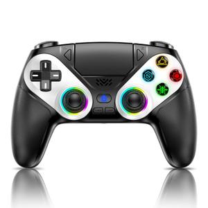 Gamrombo LED Wireless Controller for PS5, Compatible with PS5 Pro/Slim/PC, Dual Vibration, Macro/Turbo Function, 3.5mm Audio Jack, 6-Axis Motion Control Gamepad with Speaker