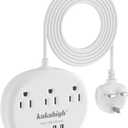 UK Adapters for Travel(13A), US to UK Plug Adapter with 3 Outlets 4 USB Ports (2 USB-C) Total Output 24W, Type G Travel Adapter and Outlet Converter for USA to British Ireland Scotland Hong Kong