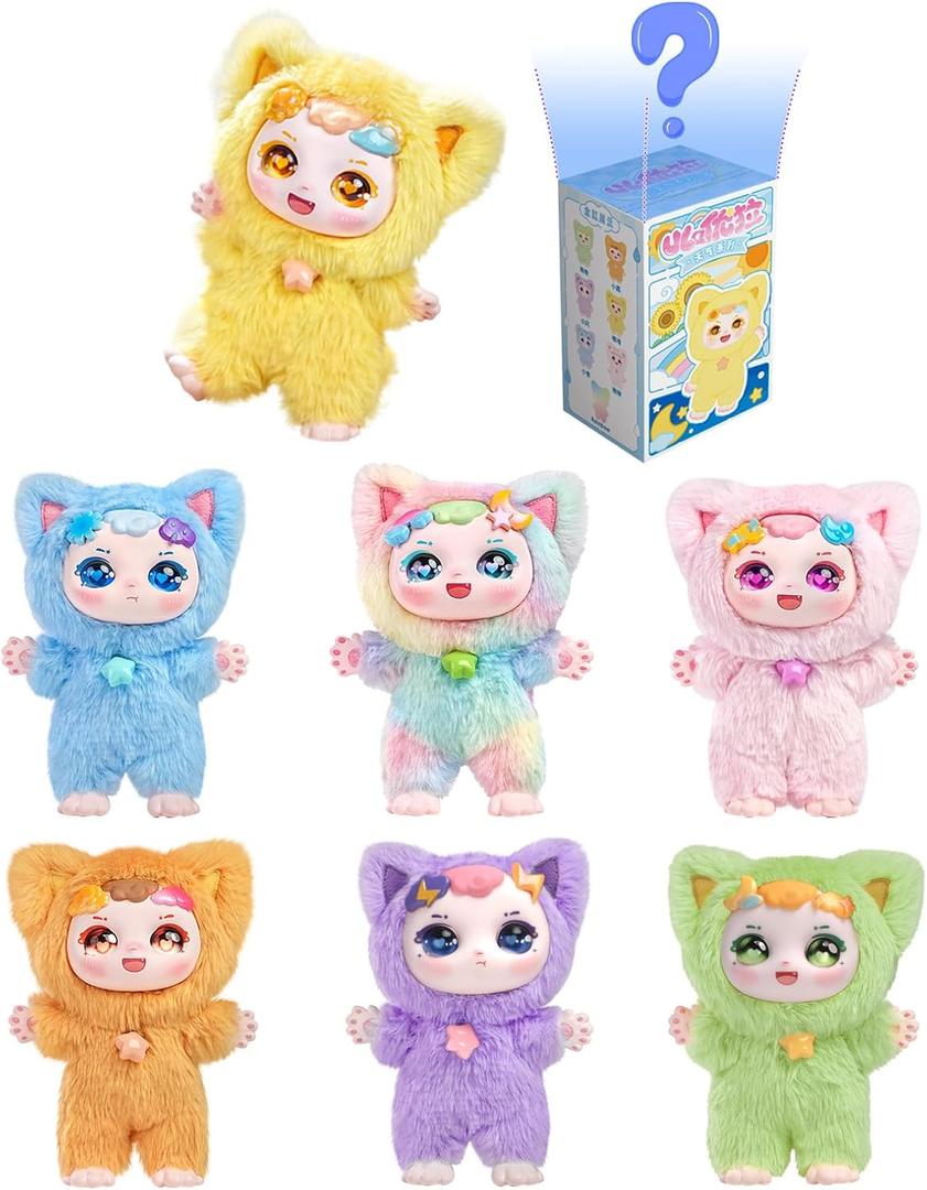 Vinyl Plush Blind Box Figures, Kawaii Blind Box Plush Doll, DumiaUla Weather Series Mystery Box Collectible Toys, Cute Action Figures for Gift Home Backpack Decor, Single Box (1 of 7 Styles)