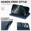 TUCCH Case Wallet for iPhone 16 Pro Max, Kickstand Magnetic [RFID Blocking] 4 Card Slots [TPU Inner Shell] PU Leather Protective Cover Compatible with iPhone 16 Pro Max 5G 2024, Dark Blue