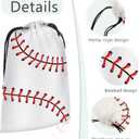Flutesan 50 Pack 6 x 8 Inch Drawstring Baseball Party Favor Bags Plastic Baseball Snack Goodie Bags Gift Packaging Storage for Birthday Sports Theme Party Supplies